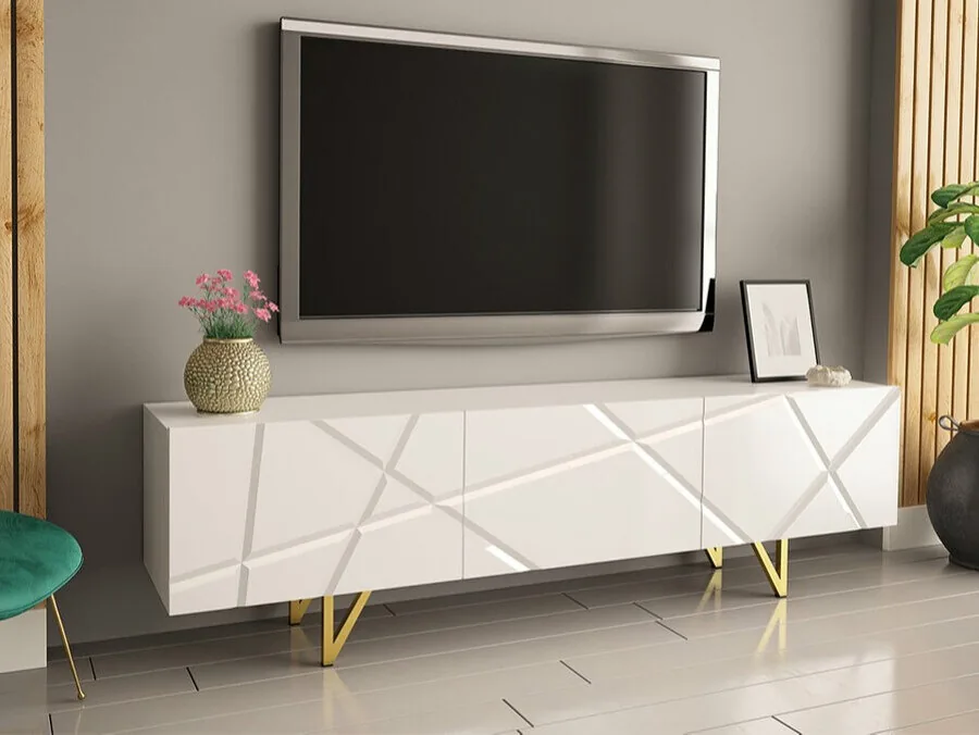 Mueble TV Audis (Blanco + Blanco brillante)