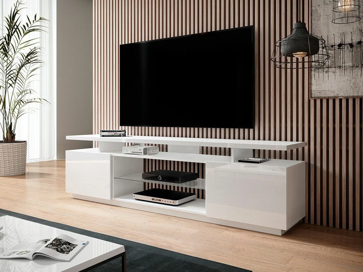Mueble TV Figura (Blanco + Blanco brillante)