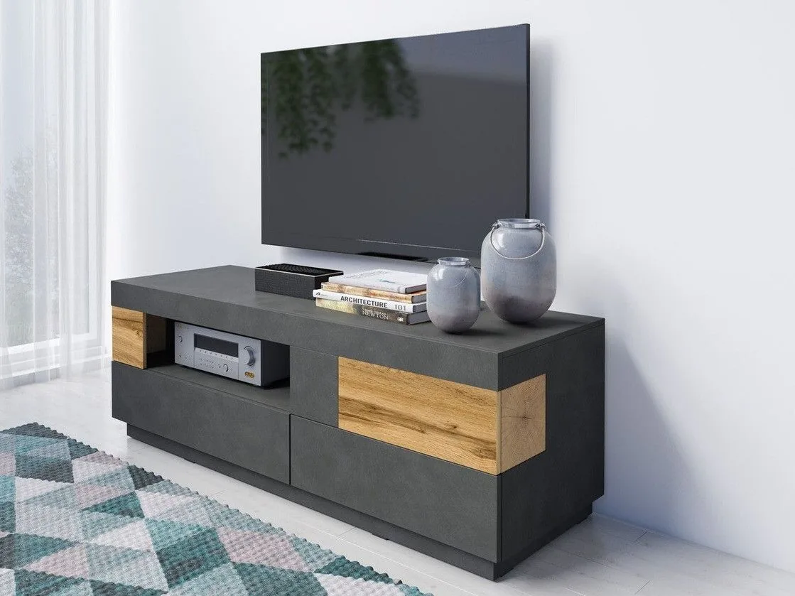 Mueble TV Livlore 103 (Madera gris + Roble wotan)