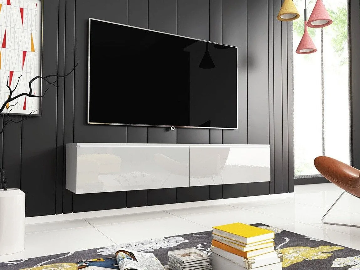 Mueble TV Scientia (Blanco + Blanco brillante)