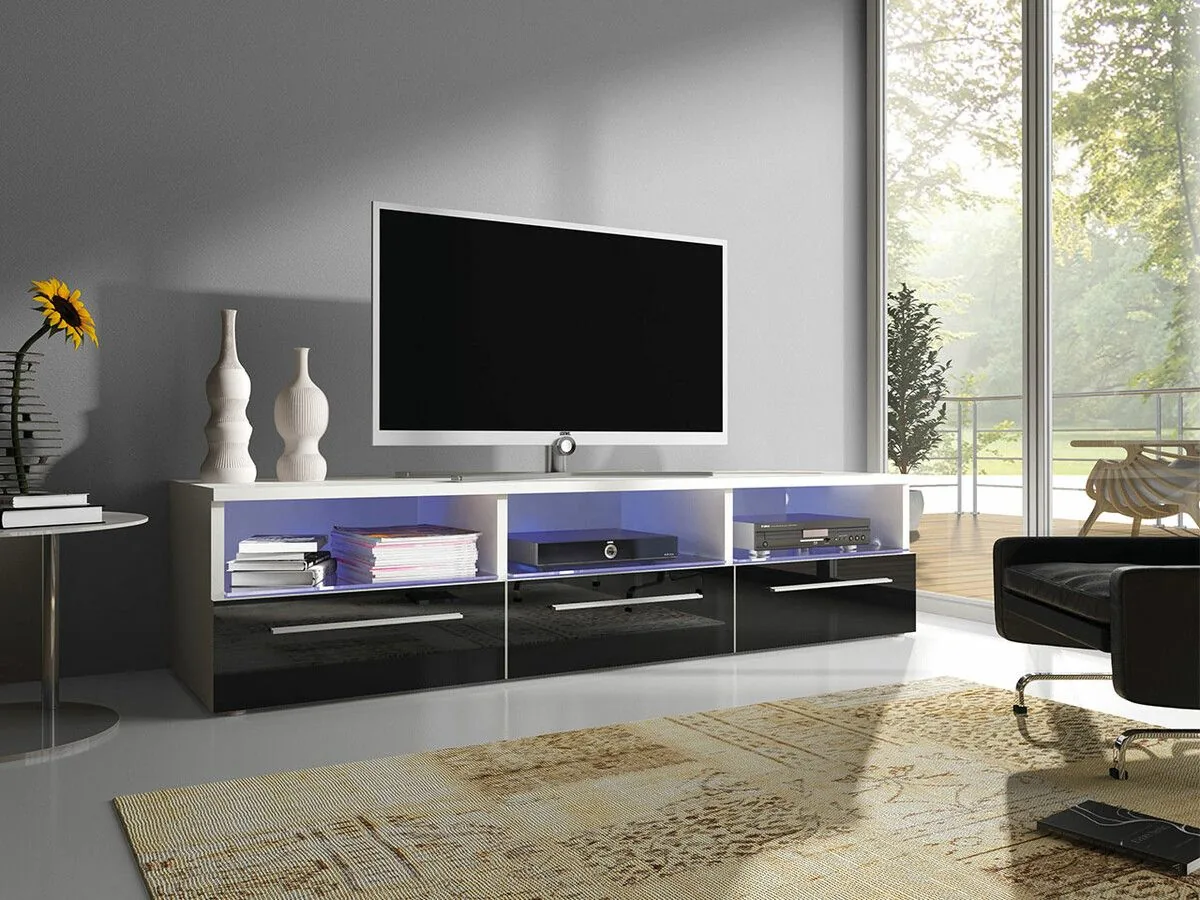 Mueble TV Uva I (Blanco + Negro brillante)