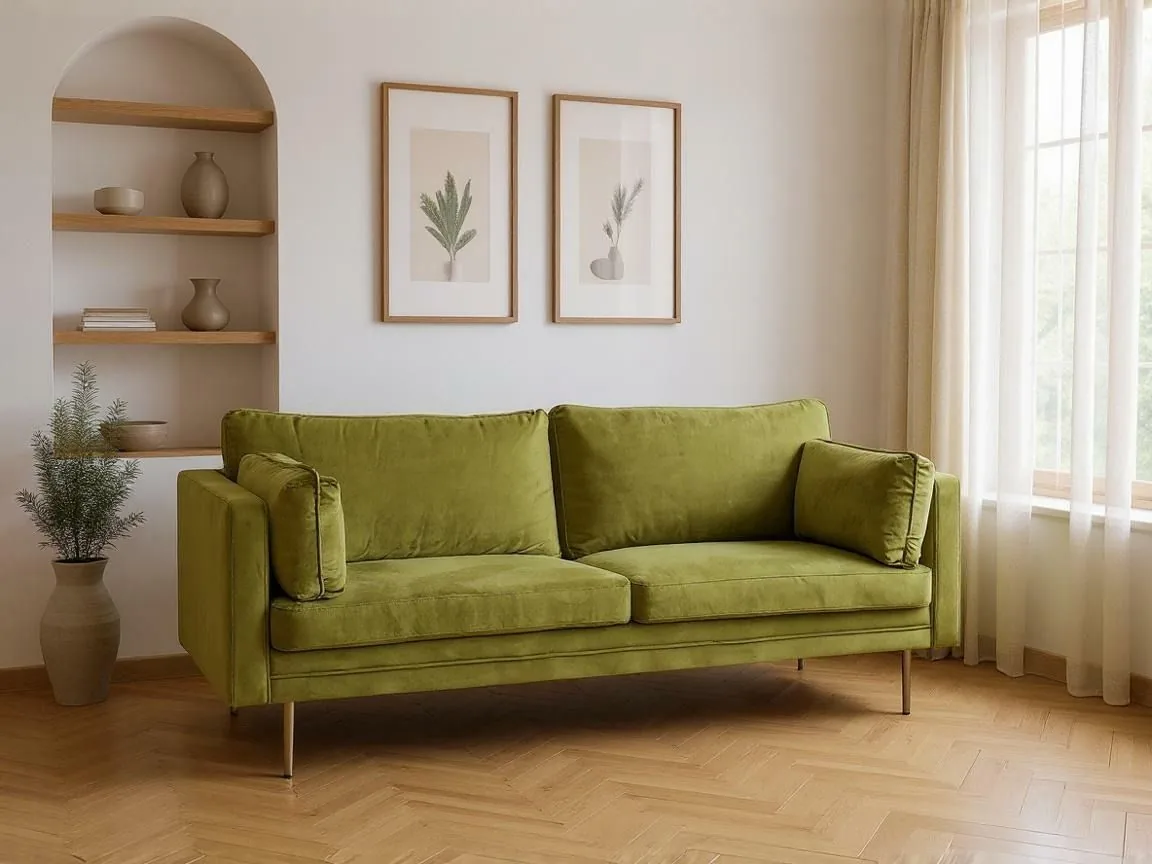 Sofá Dallas 101 (Verde + Dorado)